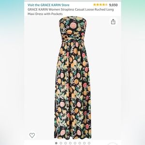 Strapless Citrus Dress with Pockets